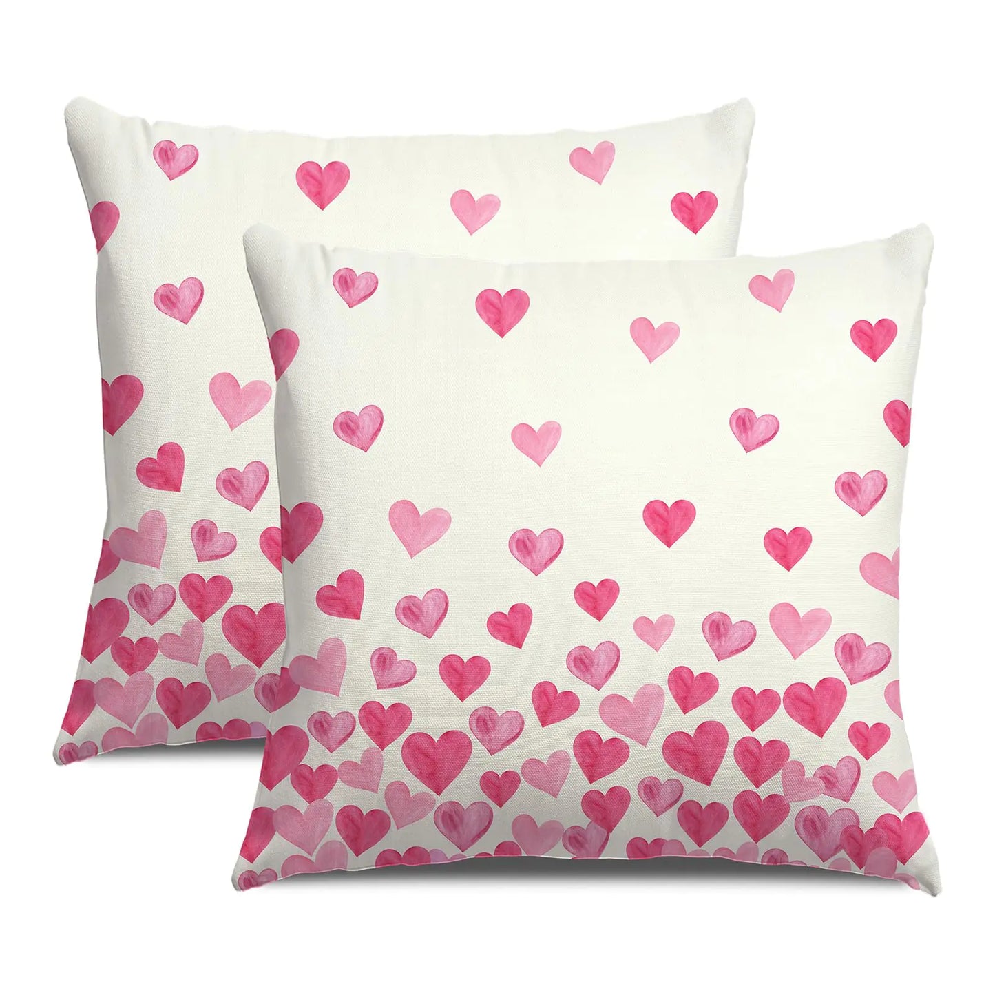 LOMCHEN Valentines Day Pillow Covers 18x18 inch Set of 2 Valentines Day Pink Love Hearts Throw Pillow Covers for Valentines Decorations Valentines Day Cushion Cases Decoration for Sofa Couch