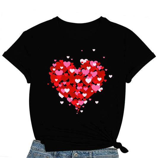COMIZI Valentines Day Womens Shirts Love Heart Shirt Valentines Day T-Shirt Love Heart Tee Tops Black