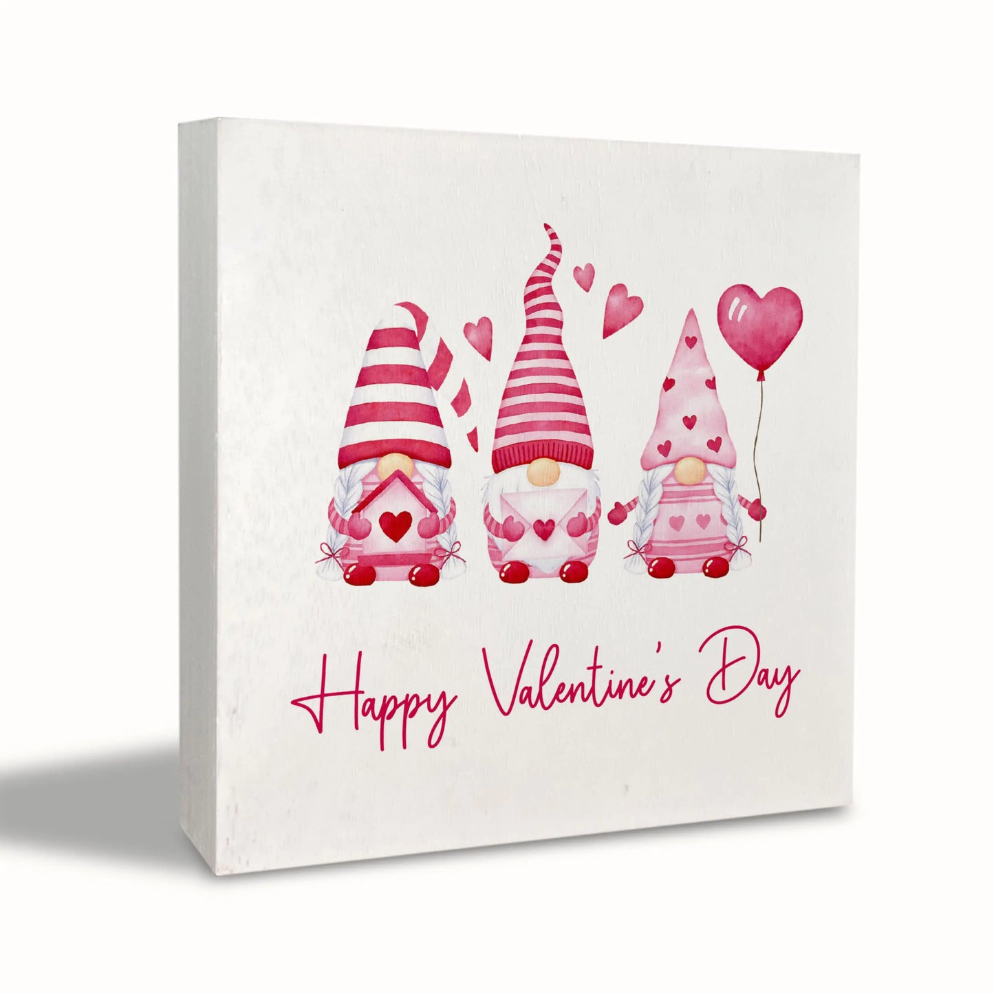 KEUSPI Gnome Valentines Day Desk Table Decor Happy Valentines Day Wooden SignPink Happy Valentines Day Valentine Gnomes Decor Decorations for Home5x5