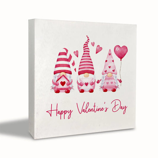 KEUSPI Gnome Valentines Day Desk Table Decor Happy Valentines Day Wooden SignPink Happy Valentines Day Valentine Gnomes Decor Decorations for Home5x5