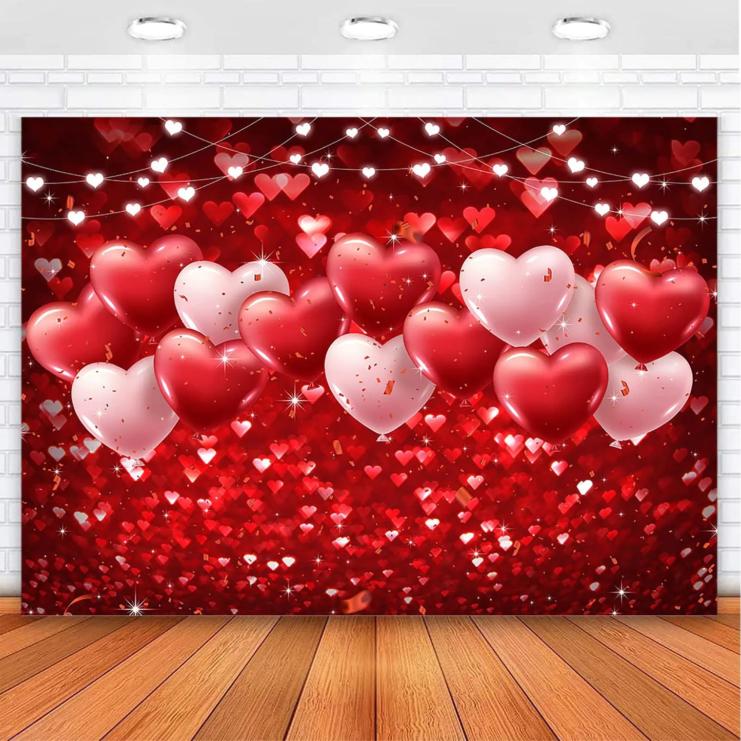 Avezano Happy Valentines Day Backdrop Red Glitter Balloons Love Sweethearts Lover Valentines Day Photography Background Valentines Day Banner Wedding Bridal Shower Decorations 7x5