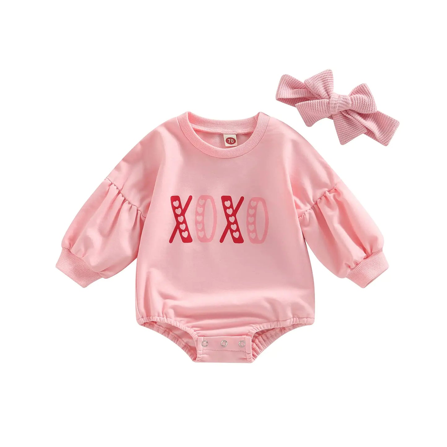 Ayalinggo Baby Girl Valentines Day shirt Long Sleeve Bubble Bodysuit Sweatshirt Romper Spring Clothes Outfit Valentines Day XO 18-24 Months