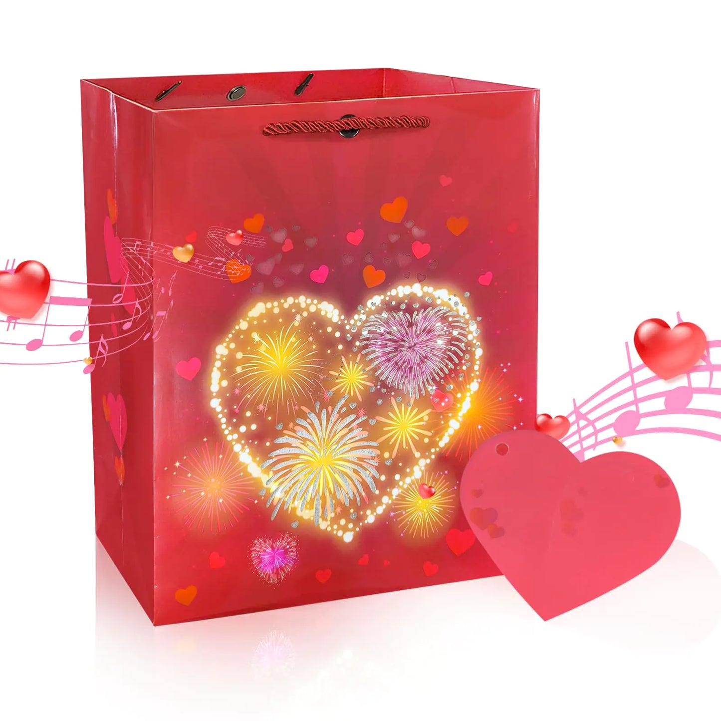 DTESL Valentines Day Gift Bag - Designed for Valentines Day weddings and anniversaries，Valentines Day gift bags are given to wives husbands men and women-12.5" x 10.5" x 6" (Large)