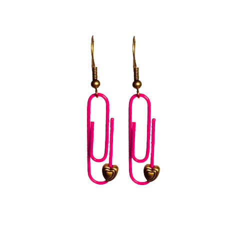 Pink Personalised Paperclip Earrings | by lovedbynlanla