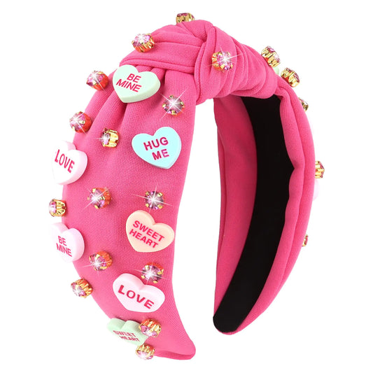 Casoty Valentines Day Headband for Women Valentines Day Accessories Rose Pink Heart Headband Cupid Heart Hair Accessories for Women