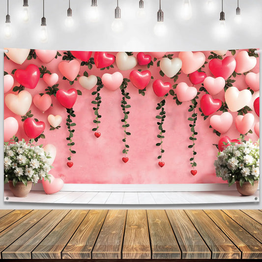 KatchOn Heart Valentines Day Backdrop - XtraLarge 72x44Inch | Valentines Backdrops for Photography | Happy Valentines Day Banner Valentines Day Decorations | Wedding Proposal Party Decorations