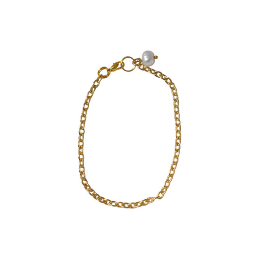 Pearl adjustable bracelet or anklet on gold plated chain | by Ifemi Jewels