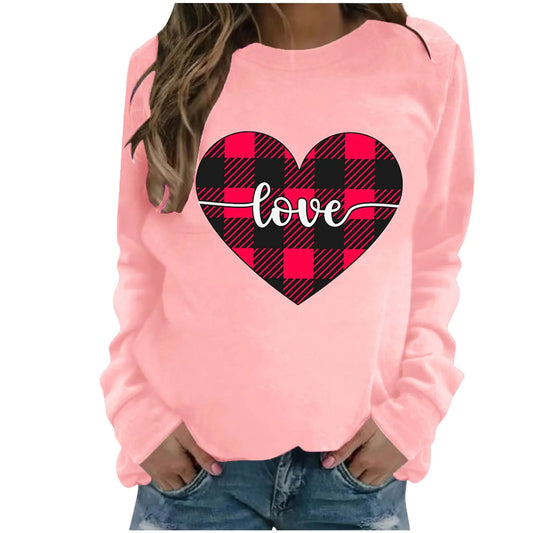 Valentines Day Sweaters for Women Womens Valentines Day Shirt Teens Cute Long Sleeve Tops Love Heart Print Shirts Spring Break Outfit Women Valentines Day Funny Gift
