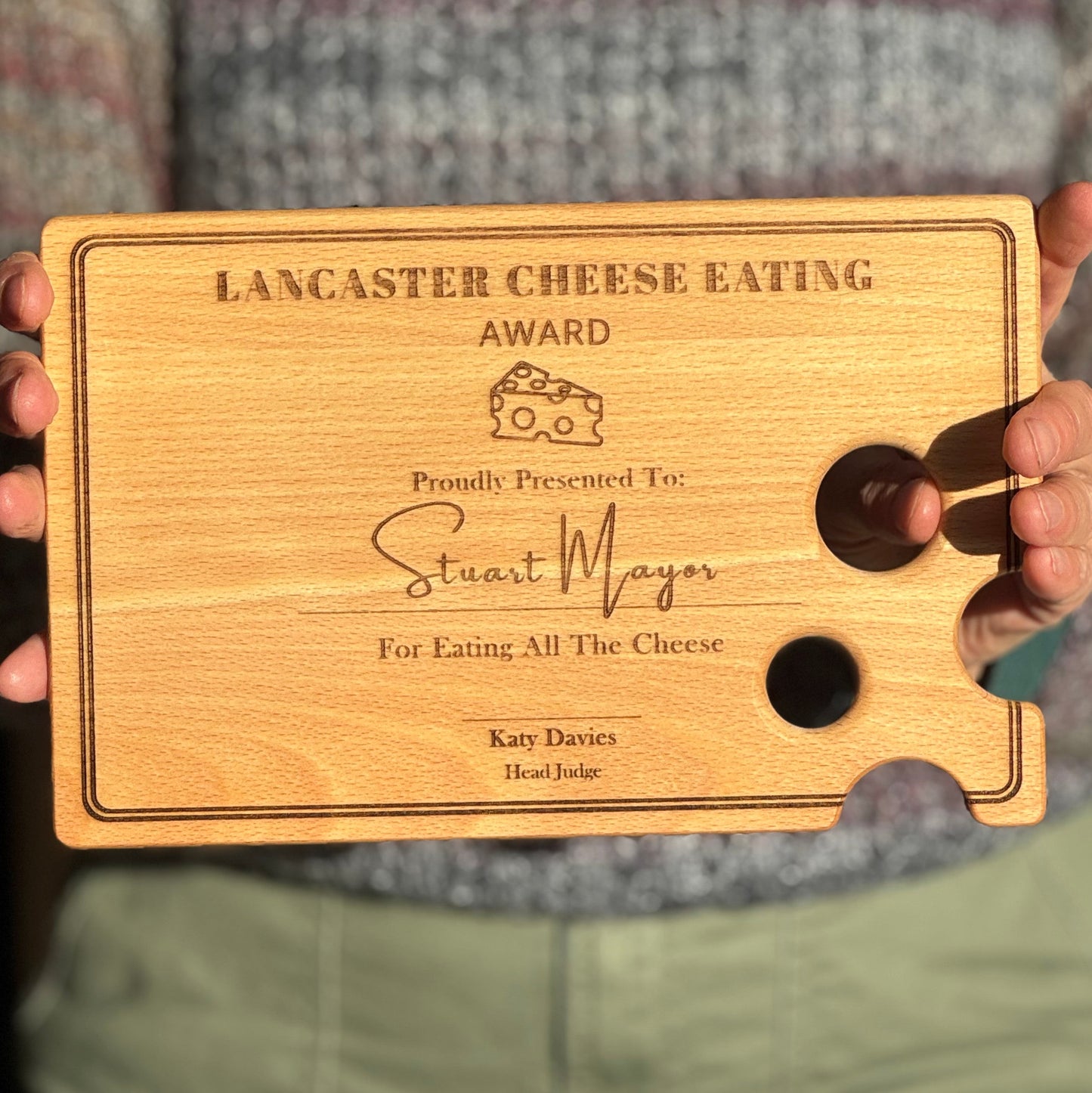 Personalised Engraved Cheese Lovers Wooden Board, Sustainable Chopping Board Personalized Cheese Serving Platter