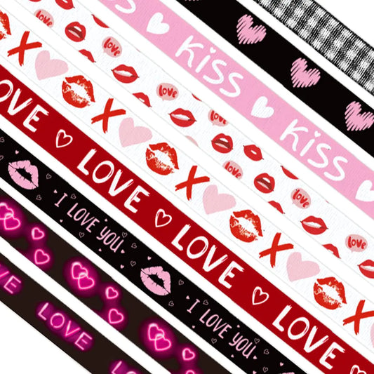 ALIBBON 9 Rolls 27 Yards 3/8" Valentines Day Ribbon Red Ribbons for Valentines Day Decor Love Decorative Grosgrain Satin Ribbon for Wedding Valentines Day Gift Wrapping Bows Crafting Supplies